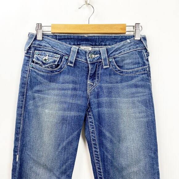 True Religion 26 Womens Medium Stone Wash Straight Denim Jeans - Picture 2 of 7